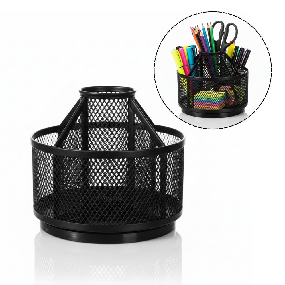 Organizador Giratorio de Escritorio 5 Divisiones Metal Mesh
