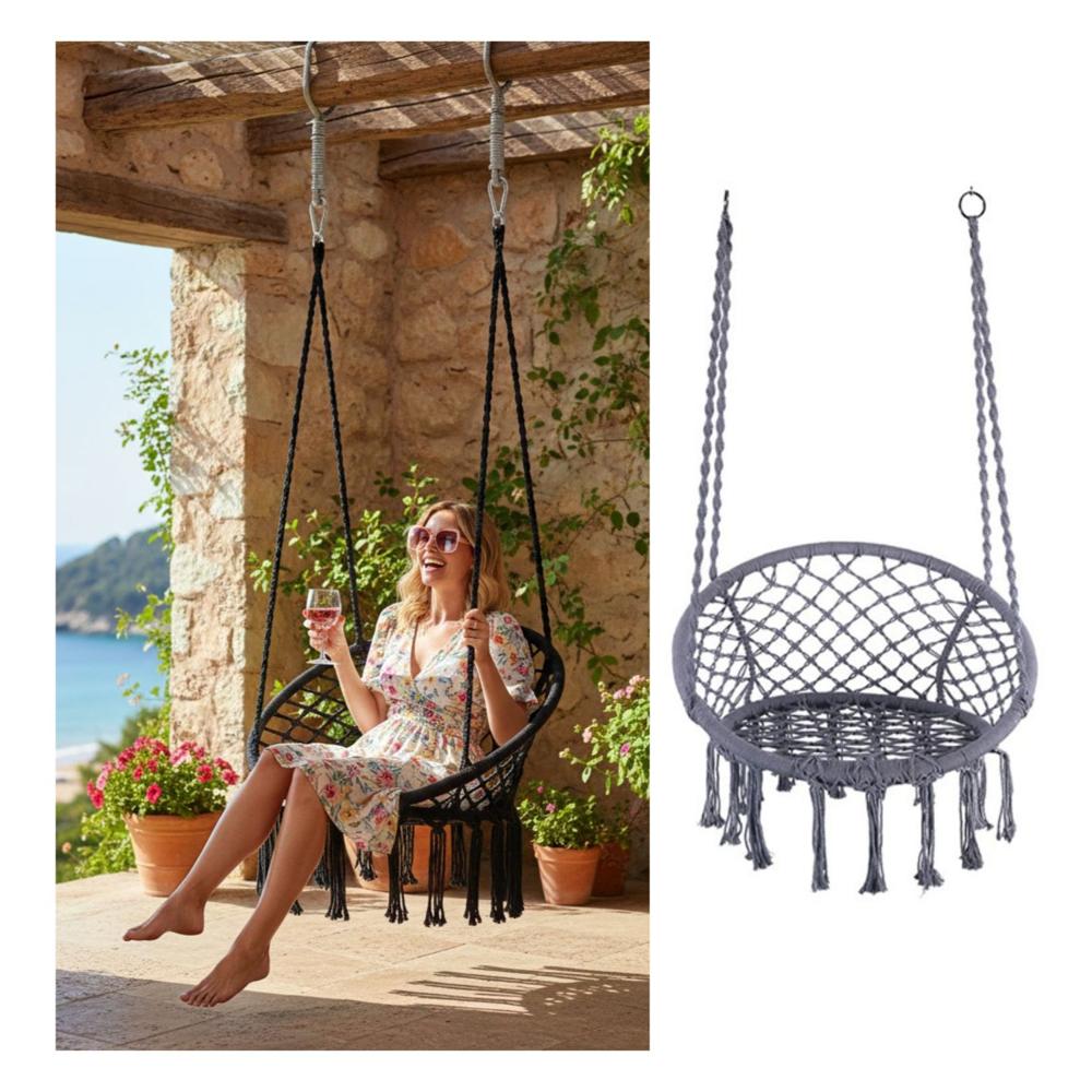 Silla Colgante Mecedora Artesanal Gris Silla Colgante Mecedora Artesanal Gris