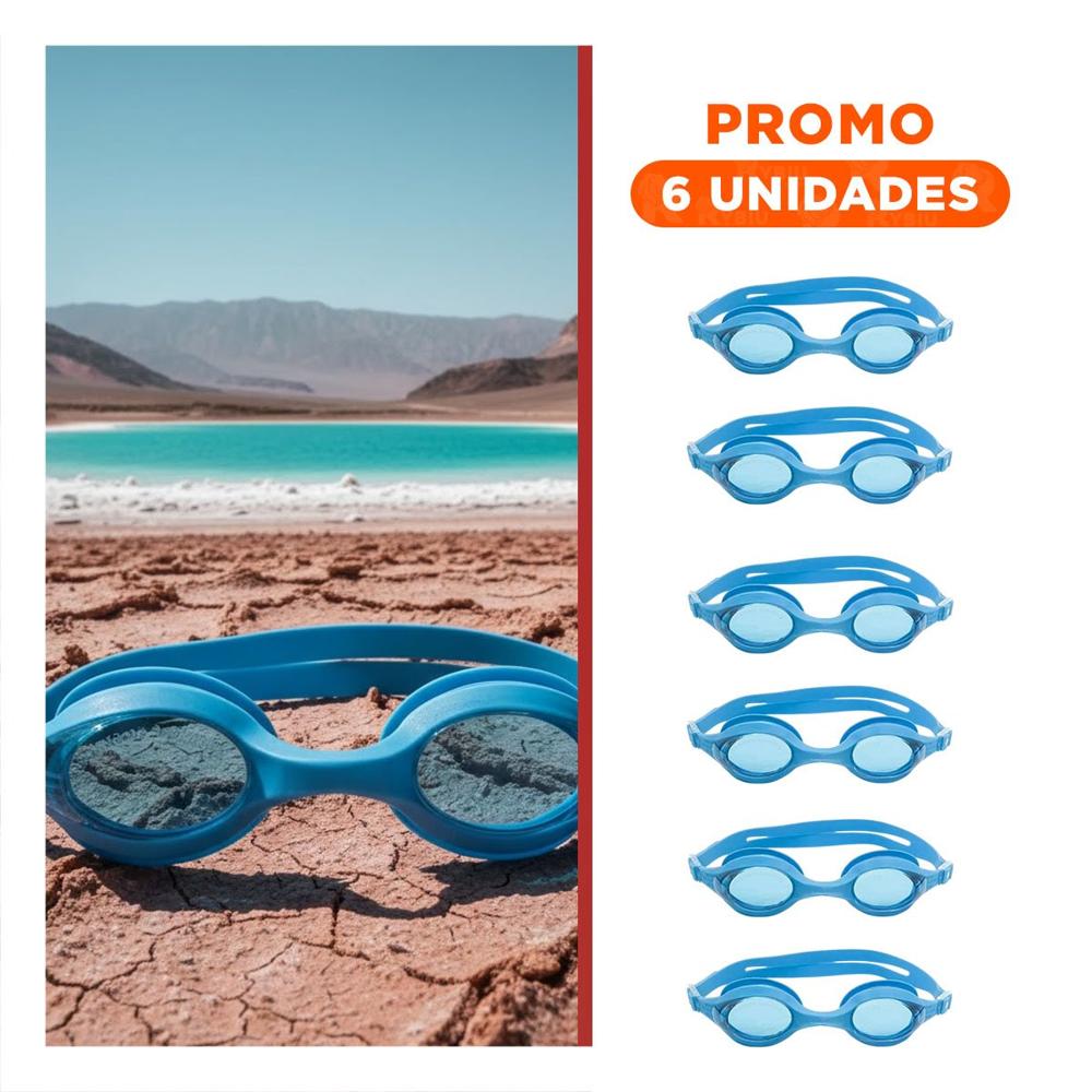 Pack6 Goggles De Natacion Unisex Color Celeste para Entrenamiento Pack6 Goggles De Natacion Unisex Color Celeste para Entrenamiento