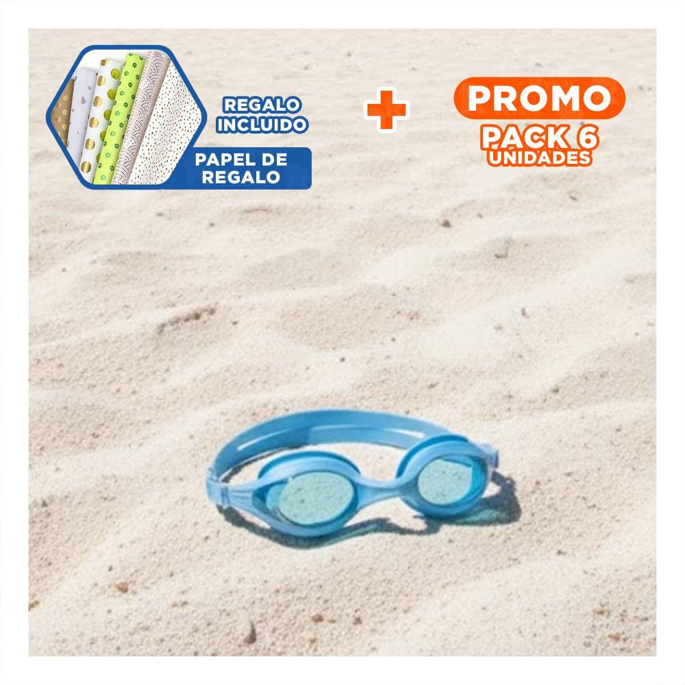 Pack6 Lentes De Natacion Unisex Color Celeste Comodos para Piscina Y+Papel Regalo Pack6 Lentes De Natacion Unisex Color Celeste Comodos para Piscina Y+Papel Regalo