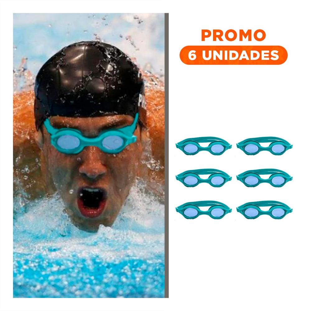Pack6 Antiparras Natacion Celeste Claro y Ajuste Comodo Pack6 Antiparras Natacion Celeste Claro y Ajuste Comodo