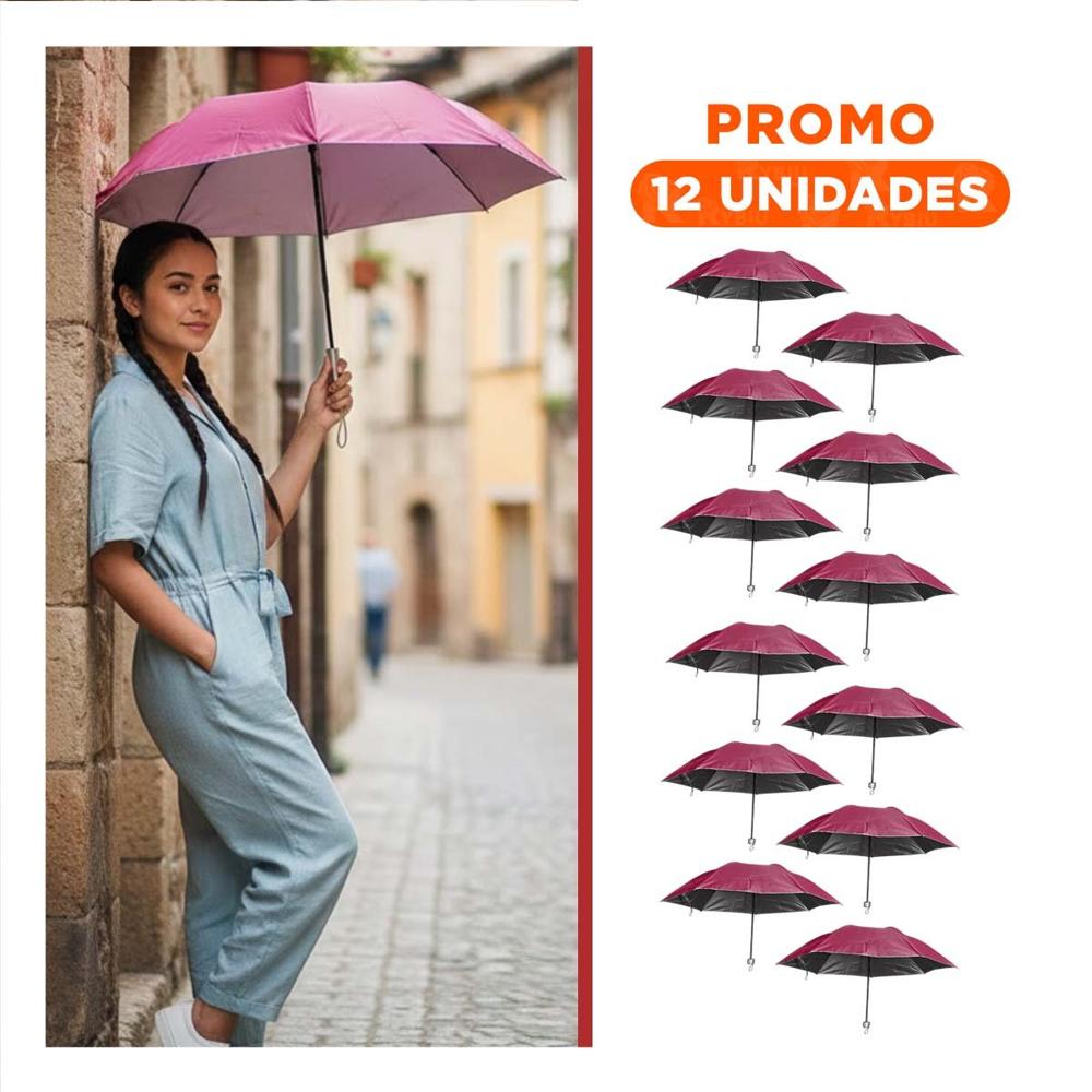 Pack12 Quitasol Plegable Portatil para Cartera o Bolsillo Color Rojo para Ciudad Pack12 Quitasol Plegable Portatil para Cartera o Bolsillo Color Rojo para Ciudad
