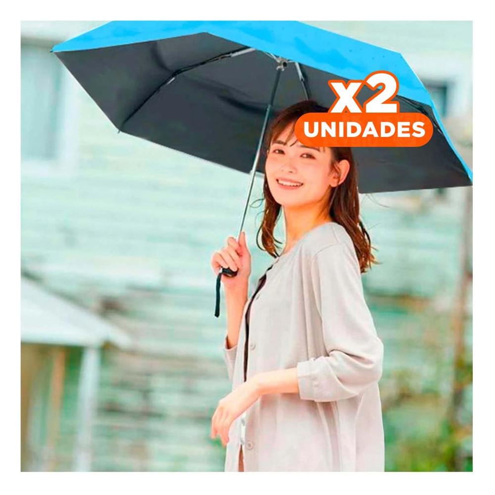 Pack2 Parasol Plegable Portatil en Cartera o Bolsillo para Uso Diario Color Celeste Pack2 Parasol Plegable Portatil en Cartera o Bolsillo para Uso Diario Color Celeste