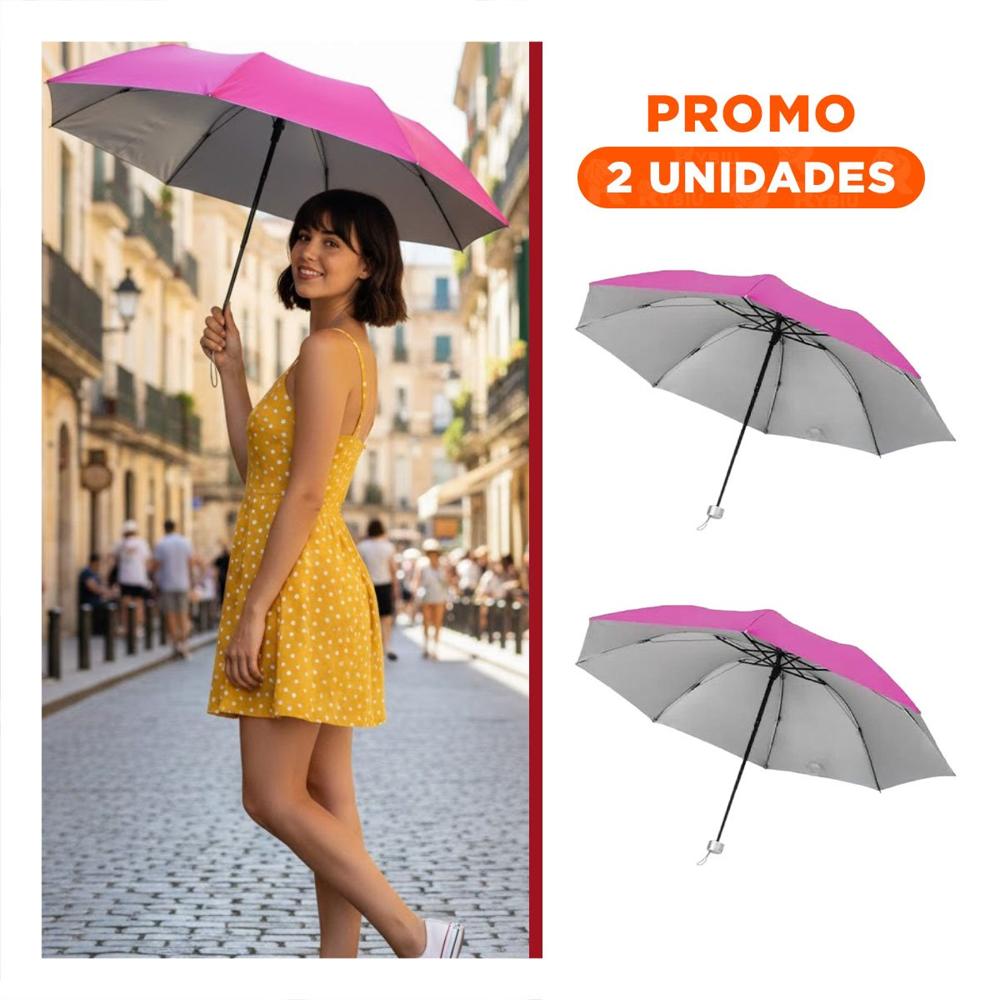 Pack2 Sombrilla Plegable Portatil para Sol Facil de Guardar Color Fucsia Y+Regalo Sticker Pack2 Sombrilla Plegable Portatil para Sol Facil de Guardar Color Fucsia Y+Regalo Sticker