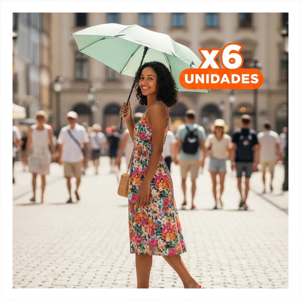 Pack6 Parasol Plegable Portatil para Sol y Lluvia Uso Personal Color Verde Agua Y+Papel Regalo Pack6 Parasol Plegable Portatil para Sol y Lluvia Uso Personal Color Verde Agua Y+Papel Regalo