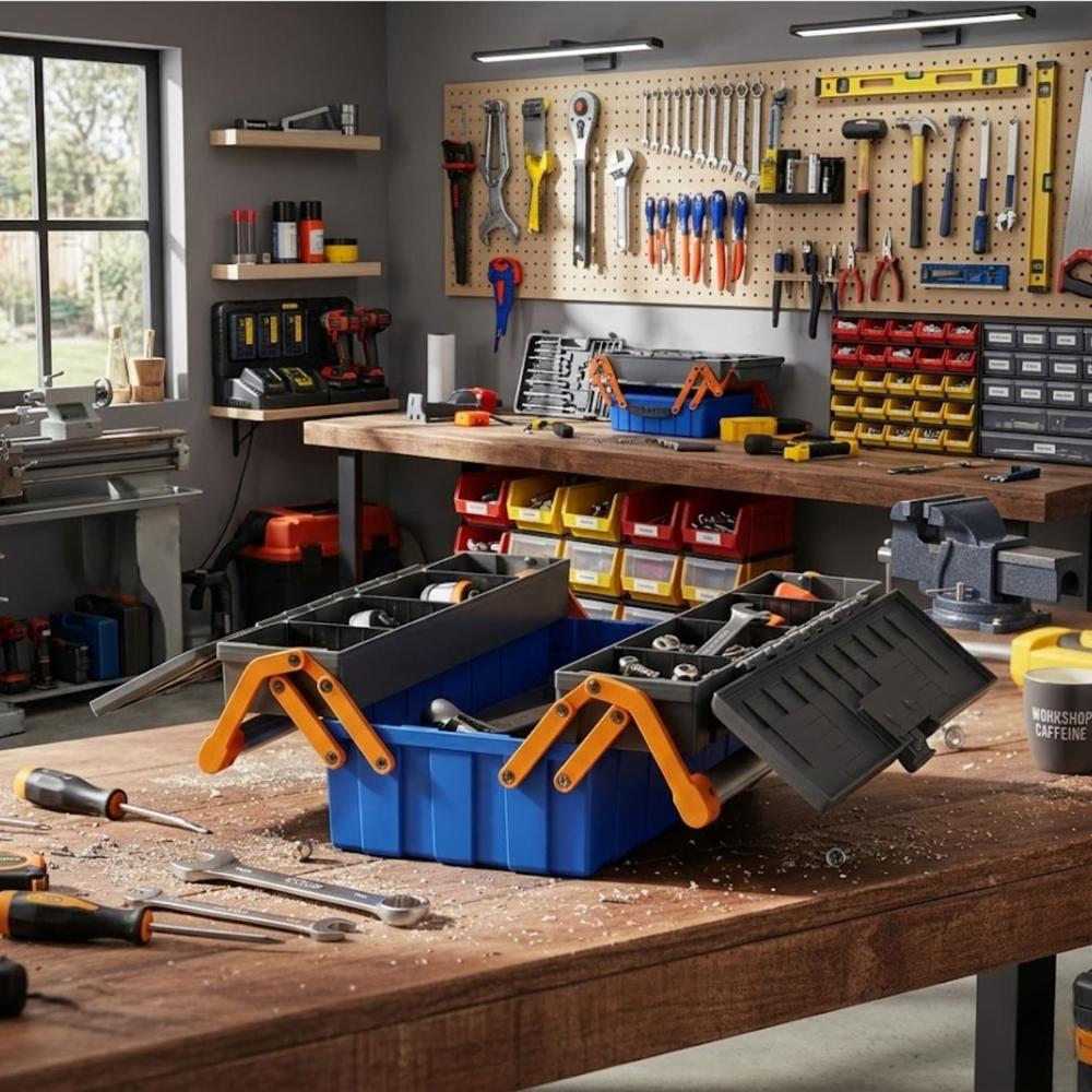 Juego de 2 piezas de cajas de herramientas de plástico Wadfow WTB4308