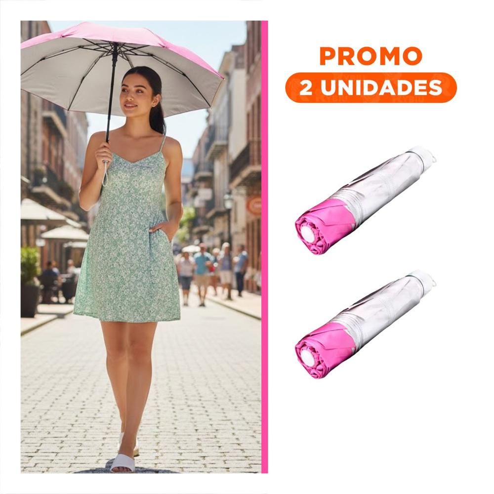 Pack2 Parasol Plegable Portatil para Cartera o Bolsillo Color Rosado Diario Y+Regalo Sticker Pack2 Parasol Plegable Portatil para Cartera o Bolsillo Color Rosado Diario Y+Regalo Sticker