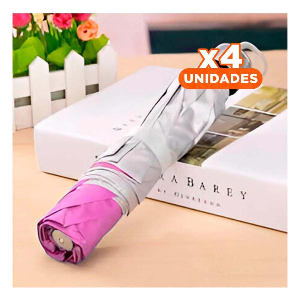 Pack4 Quitasol Plegable Portatil para Cartera o Bolsillo Color Rosado Compacto Y+Regalo Sticker Pack4 Quitasol Plegable Portatil para Cartera o Bolsillo Color Rosado Compacto Y+Regalo Sticker