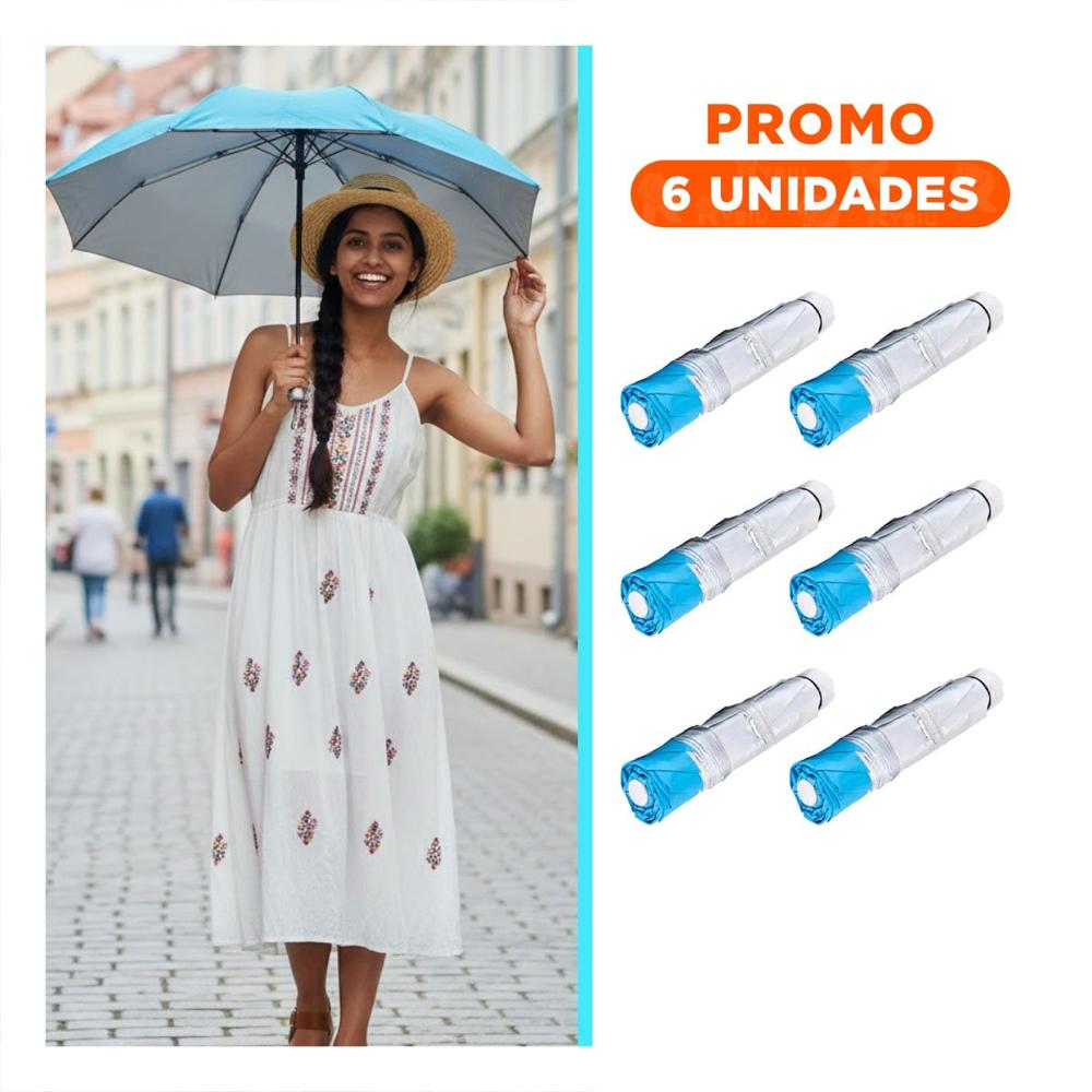 Pack6 Quitasol Plegable Portatil Celeste Facil de Guardar para Uso Personal Y+Regalo Sticker Pack6 Quitasol Plegable Portatil Celeste Facil de Guardar para Uso Personal Y+Regalo Sticker