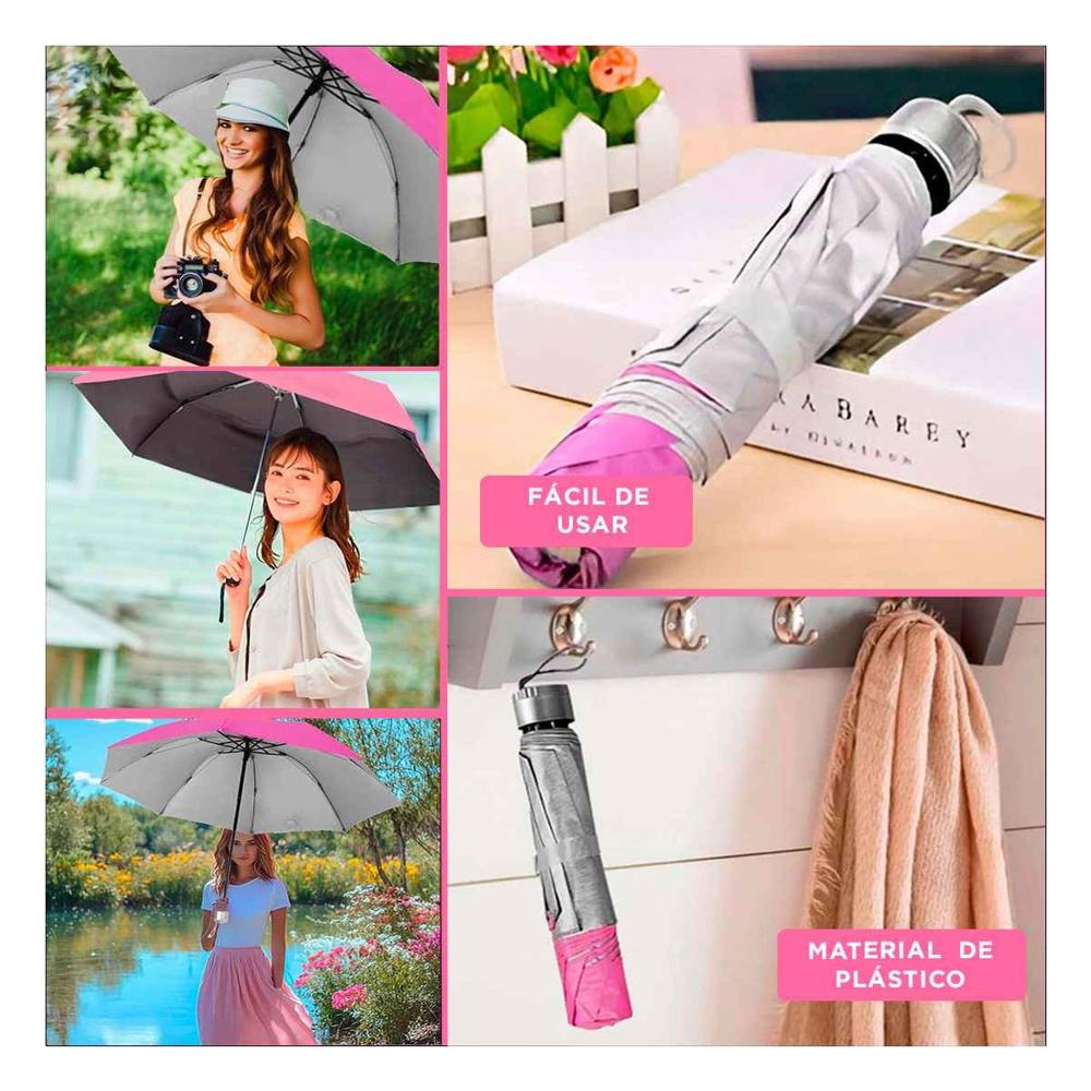 Sombrilla Plegable Portatil para Cartera o Bolsillo Color Rosado Facil Guardado Y+Ligas Regalo Sombrilla Plegable Portatil para Cartera o Bolsillo Color Rosado Facil Guardado Y+Ligas Regalo