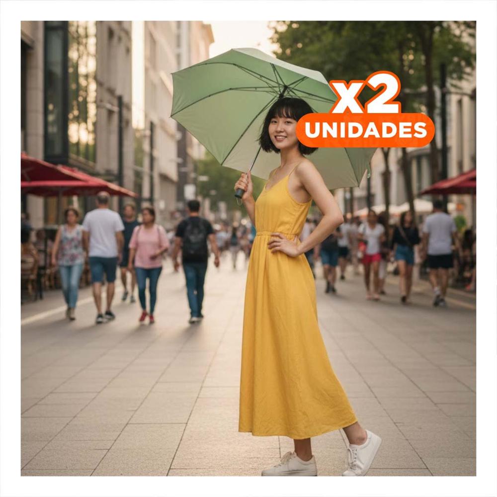 Pack2 Sombrilla Plegable Portatil para Sol y Lluvia Compacta Color Verde Agua Pack2 Sombrilla Plegable Portatil para Sol y Lluvia Compacta Color Verde Agua