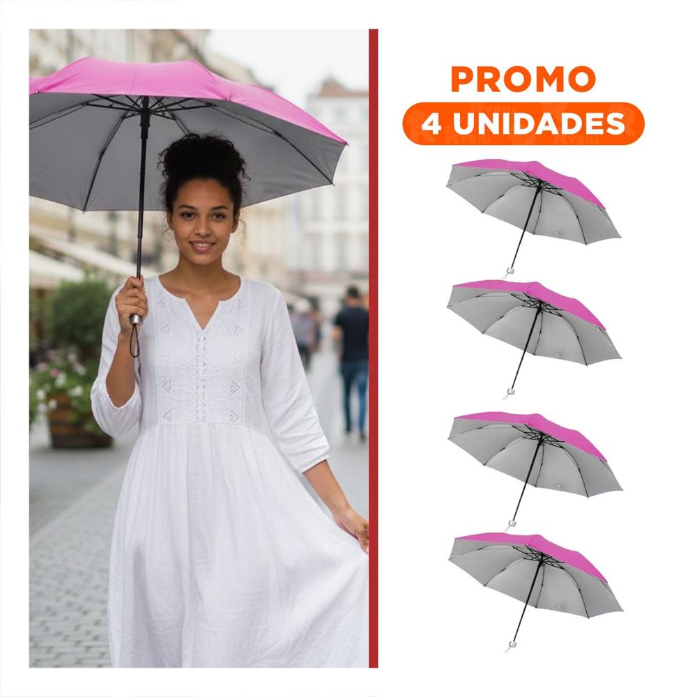 Pack4 Sombrilla Plegable Portatil para Sol y Lluvia Uso Personal Color Fucsia Pack4 Sombrilla Plegable Portatil para Sol y Lluvia Uso Personal Color Fucsia