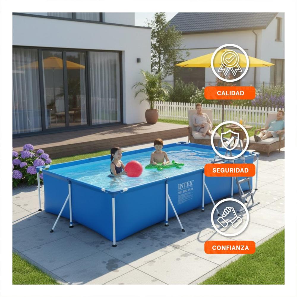 Piscina Rectangular con Estructura Parante para Uso Familiar en Exteriores Piscina Rectangular con Estructura Parante para Uso Familiar en Exteriores