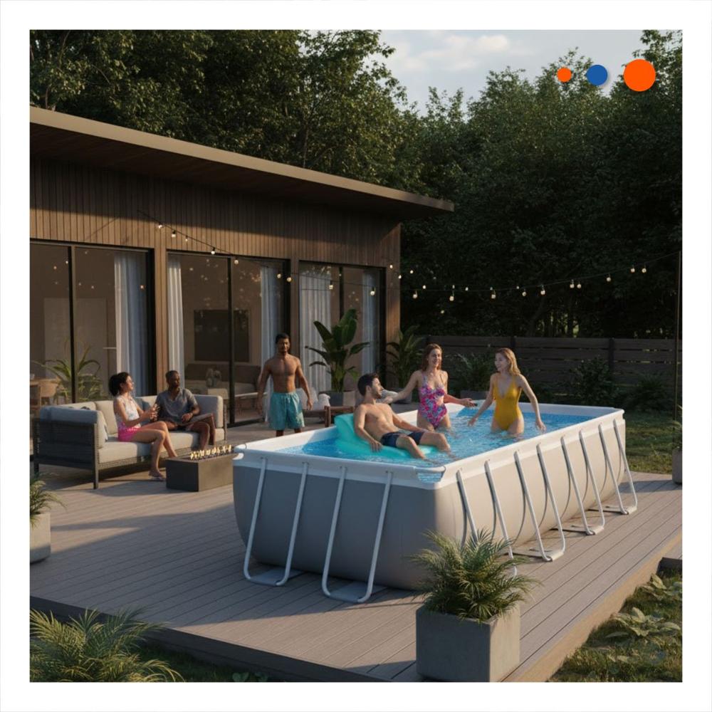 Alberca Rectangular de Gran Profundidad para Patio y Jardin Y+Papel ...