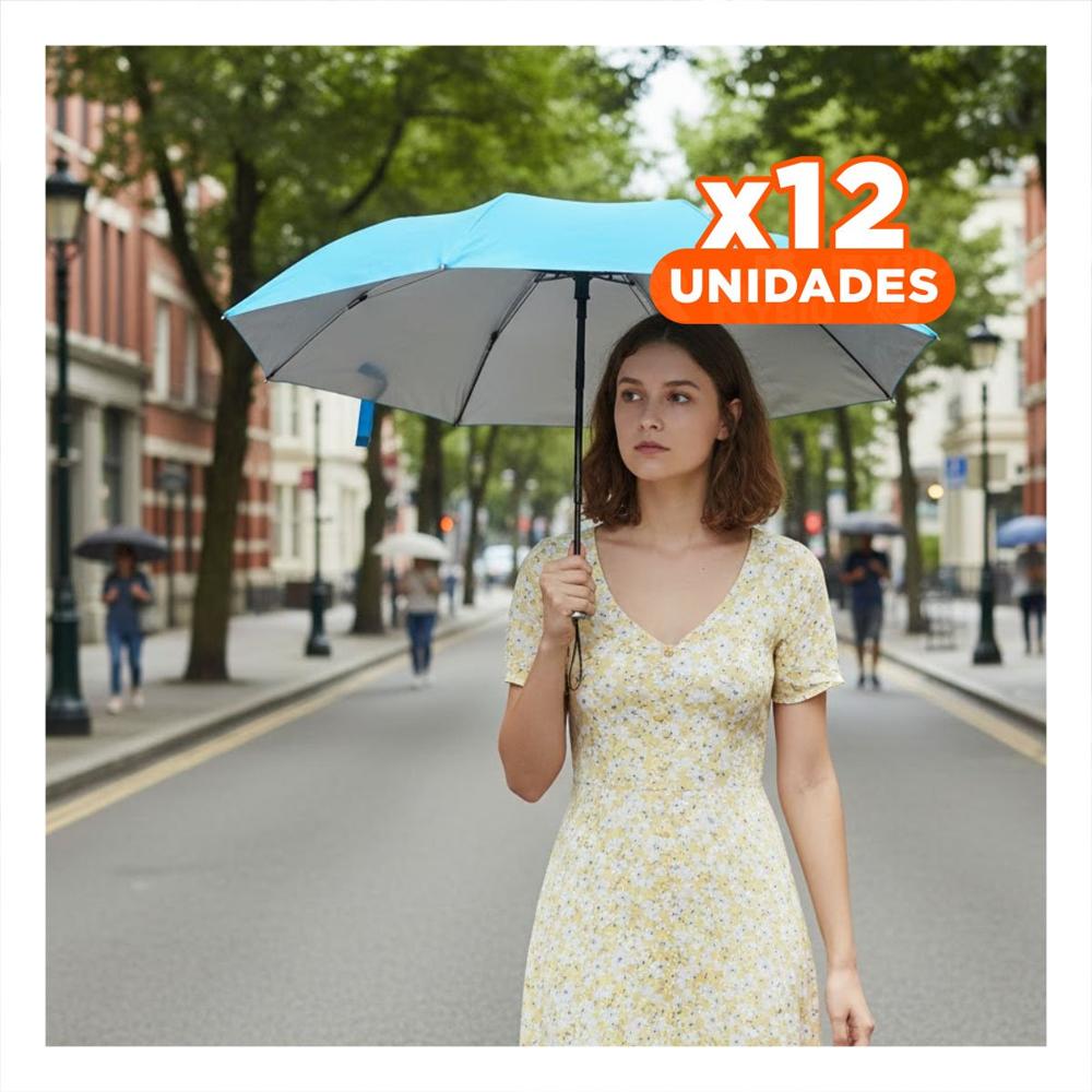 Pack12 Guardasol Plegable Portatil Celeste en Cartera o Bolsillo para Uso Diario Y+Papel Regalo Pack12 Guardasol Plegable Portatil Celeste en Cartera o Bolsillo para Uso Diario Y+Papel Regalo
