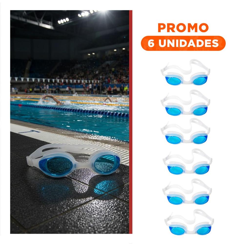 Pack6 Lentes de Natacion con Estuche Unisex Color Celeste para Entrenamiento Pack6 Lentes de Natacion con Estuche Unisex Color Celeste para Entrenamiento