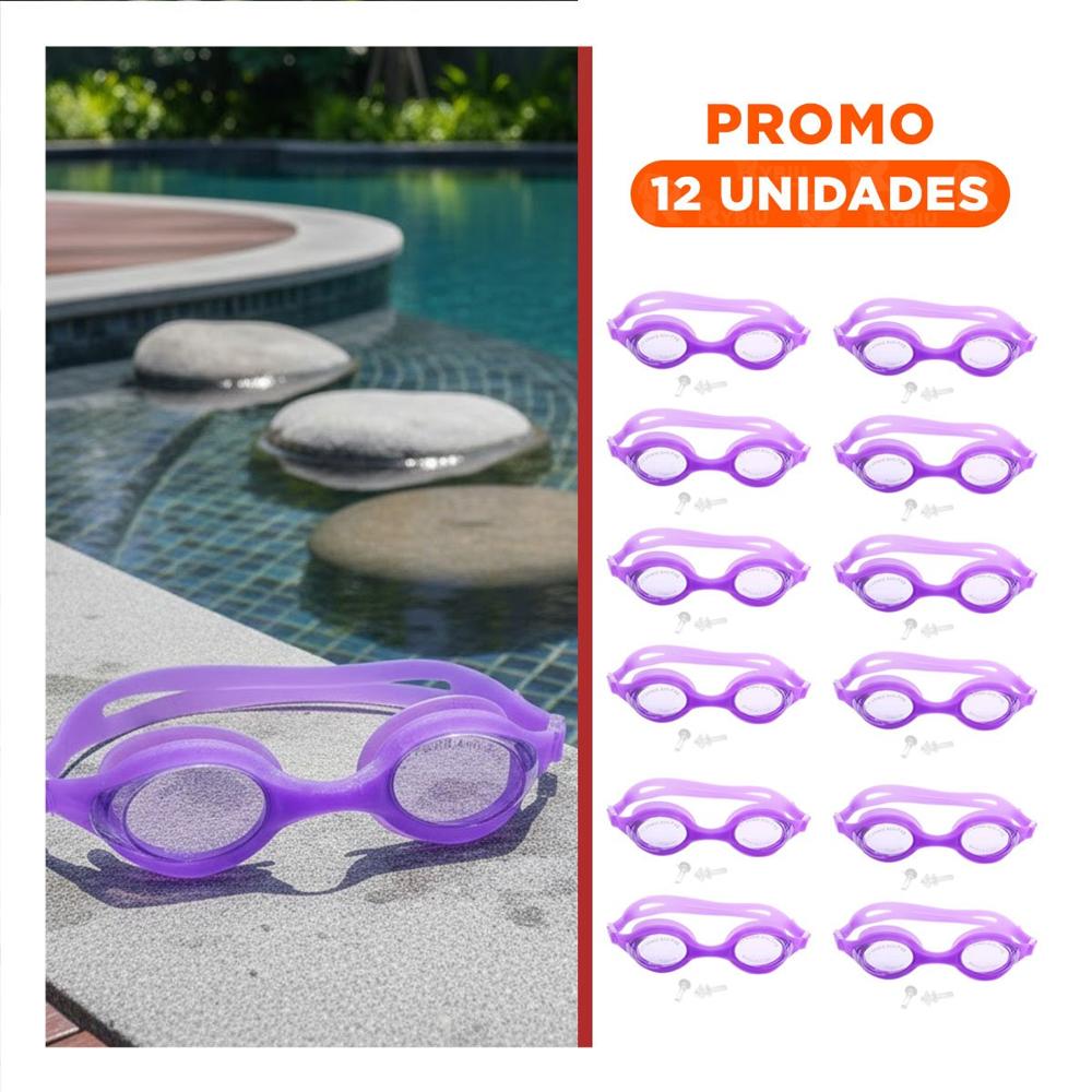 Pack12 Gafas de Natacion con Estuche Morado Comodos para Natacion Regular Y+Regalo Sticker Pack12 Gafas de Natacion con Estuche Morado Comodos para Natacion Regular Y+Regalo Sticker