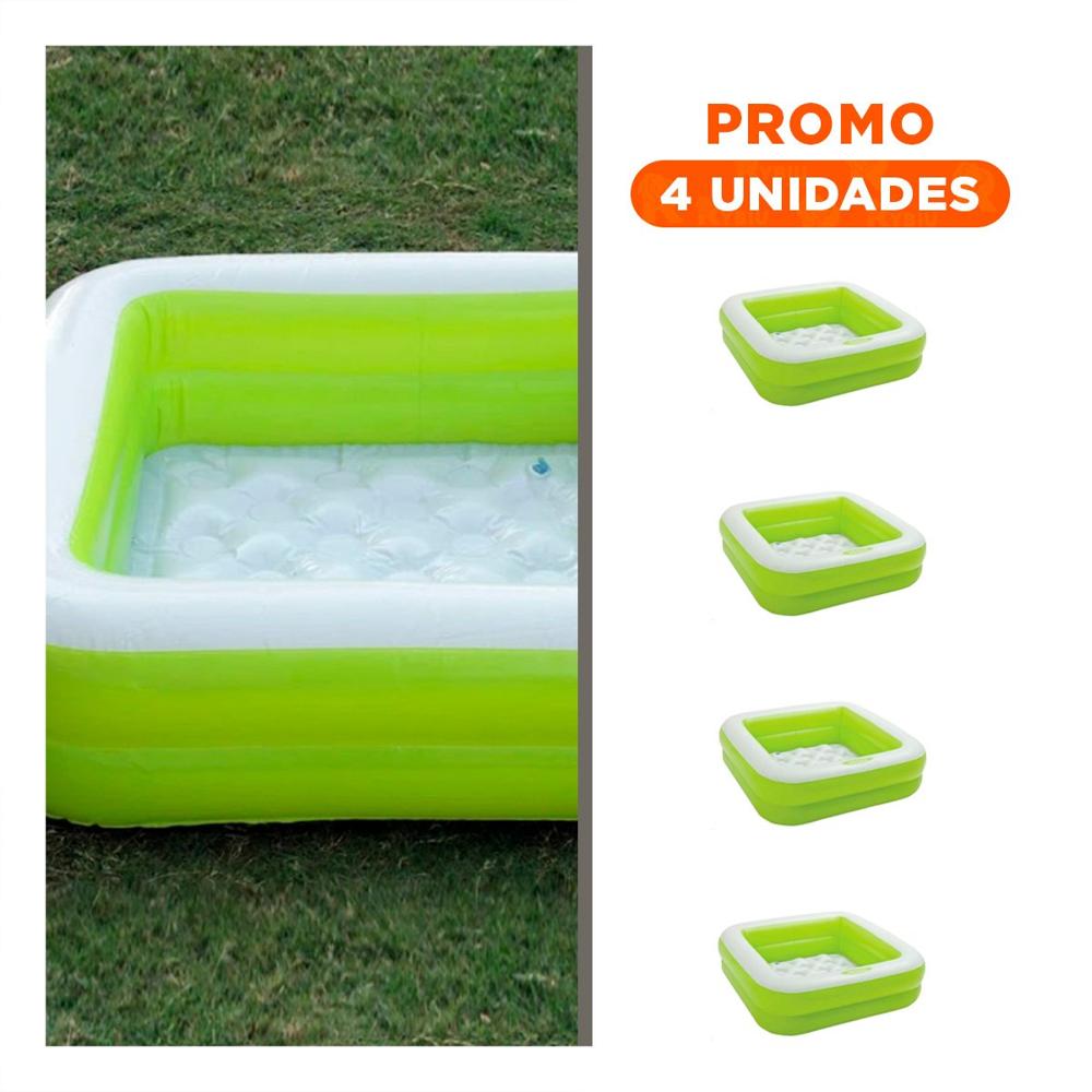Pack4 Pileta Acolchada 85x85x23cm Verde para Juegos de Agua en el Hogar Y+Regalo Sticker Pack4 Pileta Acolchada 85x85x23cm Verde para Juegos de Agua en el Hogar Y+Regalo Sticker