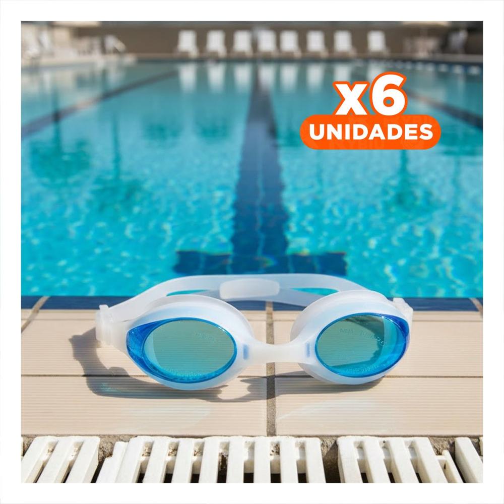 Pack6 Lentes de Natacion con Estuche Unisex Color Celeste para Natacion Y+Regalo Sticker Pack6 Lentes de Natacion con Estuche Unisex Color Celeste para Natacion Y+Regalo Sticker