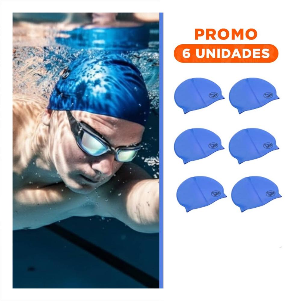 Pack6 Sombrero de Natacion Azul para Cabello y Practica Pack6 Sombrero de Natacion Azul para Cabello y Practica