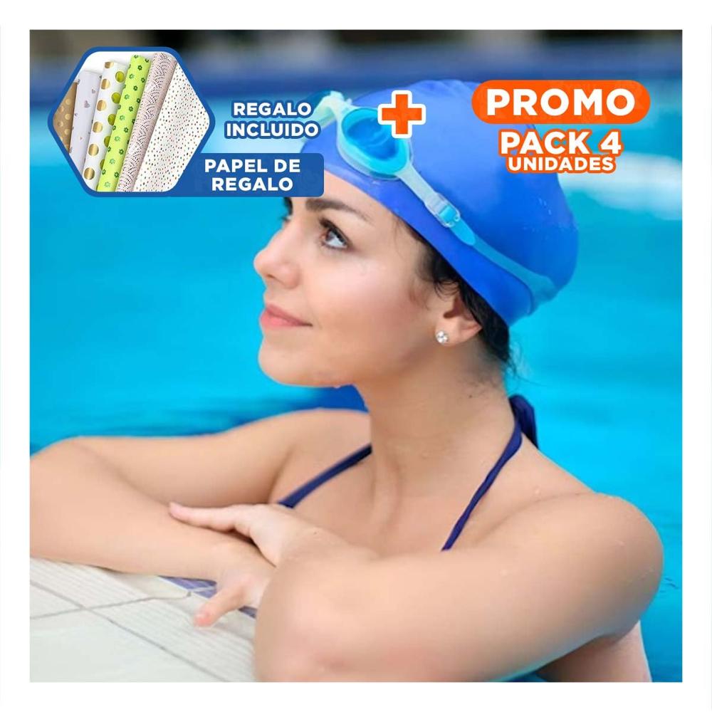 Pack4 Gorro de Natacion Azul para Ejercicios y Practica Y+Papel Regalo Pack4 Gorro de Natacion Azul para Ejercicios y Practica Y+Papel Regalo