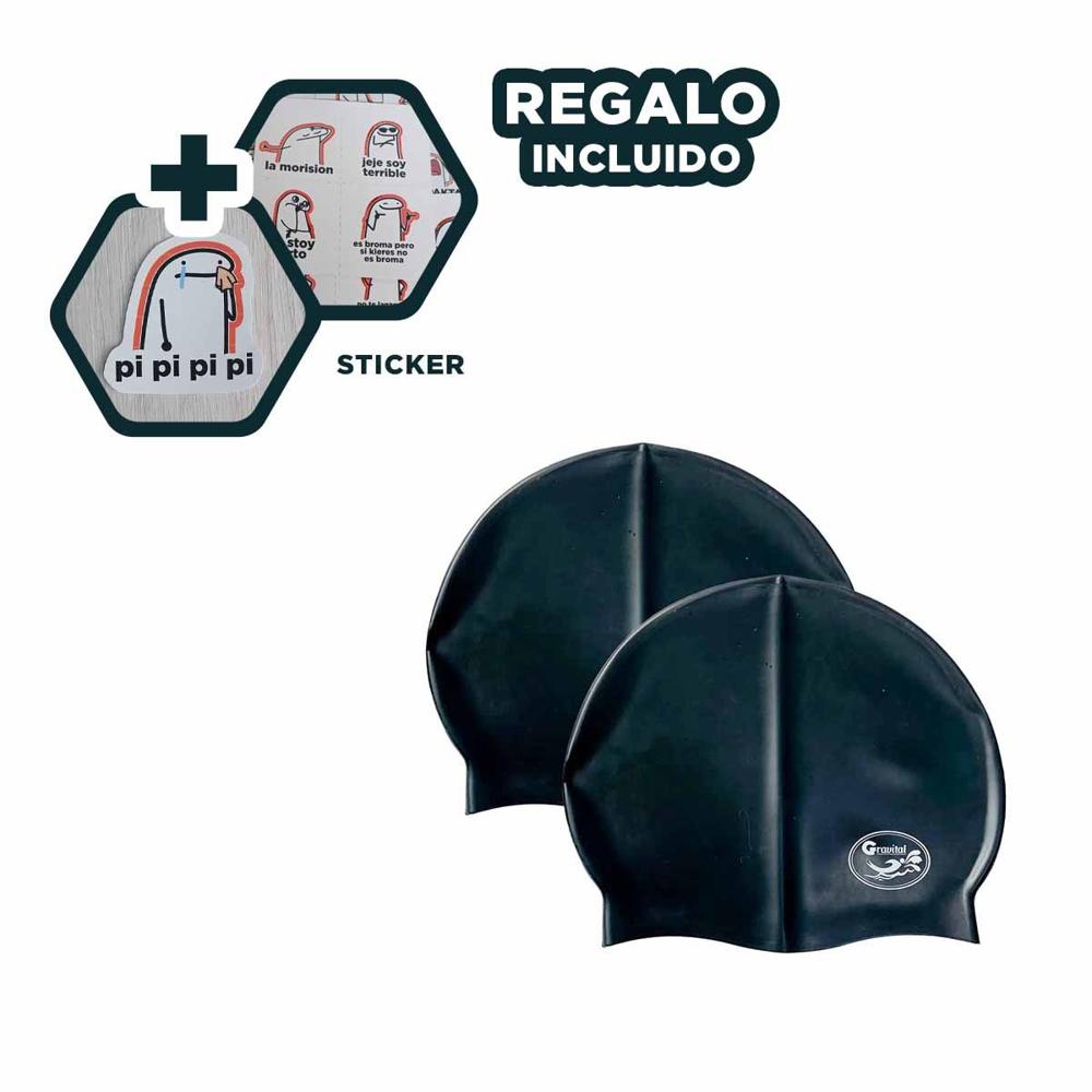 Gorro de Natacion Negro para Nadar y Actividad Acuatica Divertida Y+Regalo Sticker Gorro de Natacion Negro para Nadar y Actividad Acuatica Divertida Y+Regalo Sticker