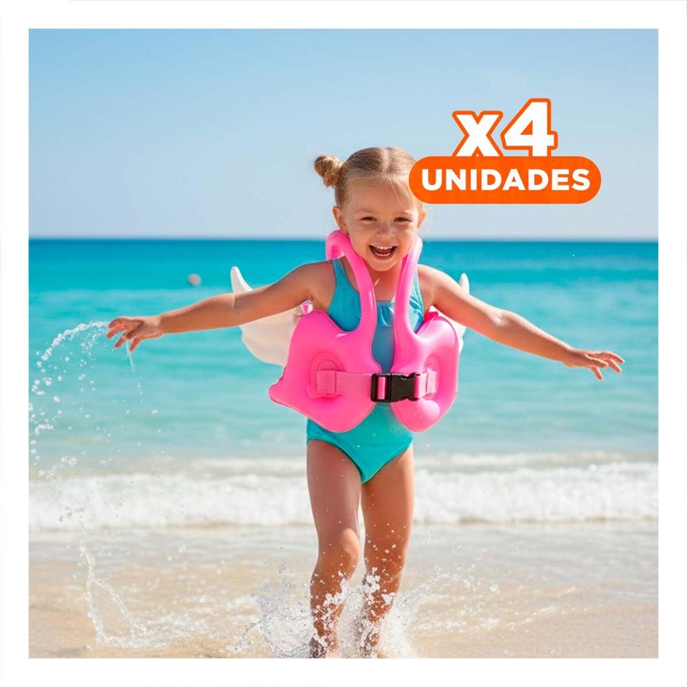 Pack4 Flotador con Alas Rosado Divertido y Ludico para Piscina Infantil Pack4 Flotador con Alas Rosado Divertido y Ludico para Piscina Infantil