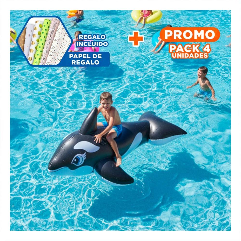 Pack4 Flotador Para Piscina Orca 193 x 119 cm Divertido y Colorido Y+Papel Regalo Pack4 Flotador Para Piscina Orca 193 x 119 cm Divertido y Colorido Y+Papel Regalo