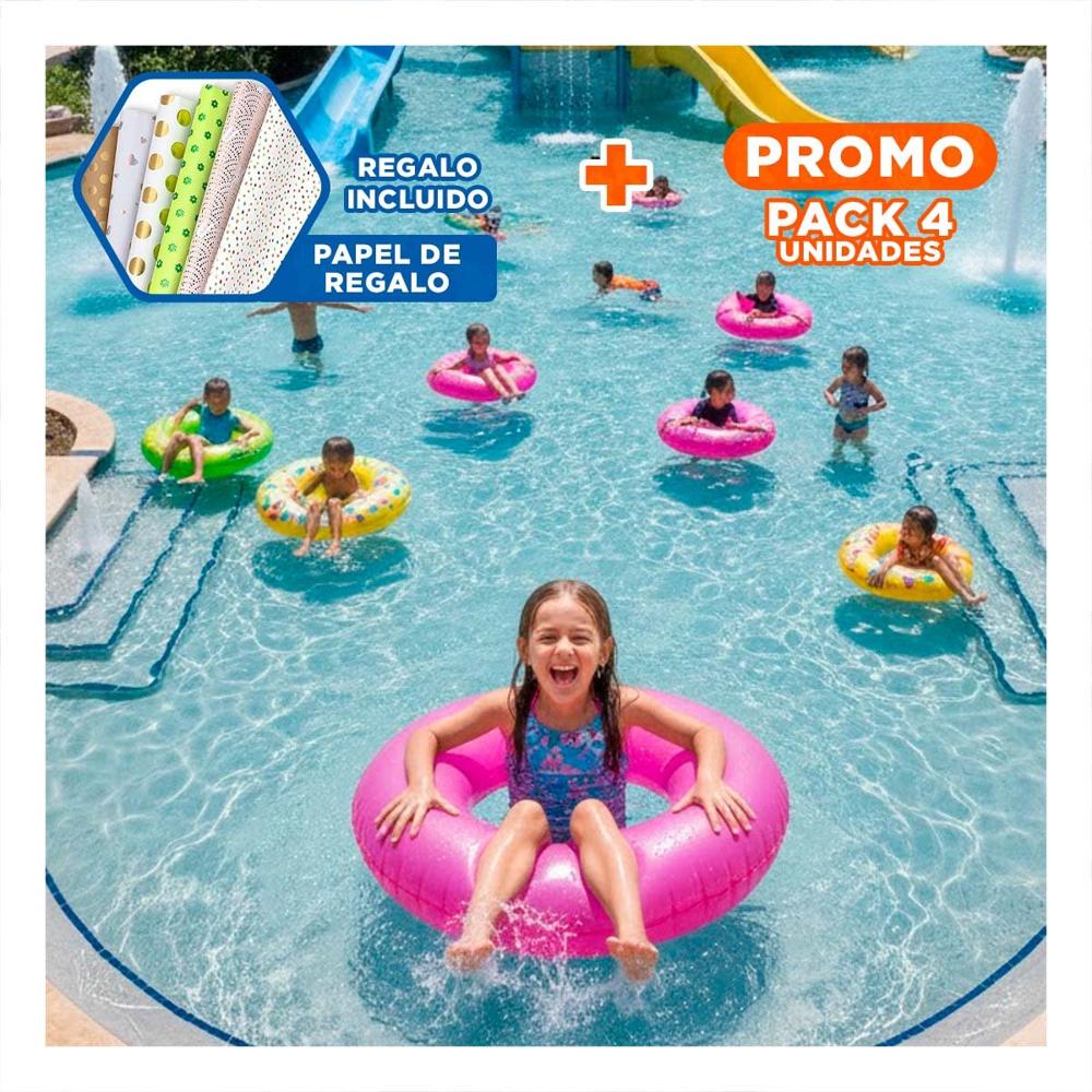 Pack4 Flotador Para Piscina Neon 91 cm Inflable Rosado Neon para Niños Y+Papel Regalo Pack4 Flotador Para Piscina Neon 91 cm Inflable Rosado Neon para Niños Y+Papel Regalo