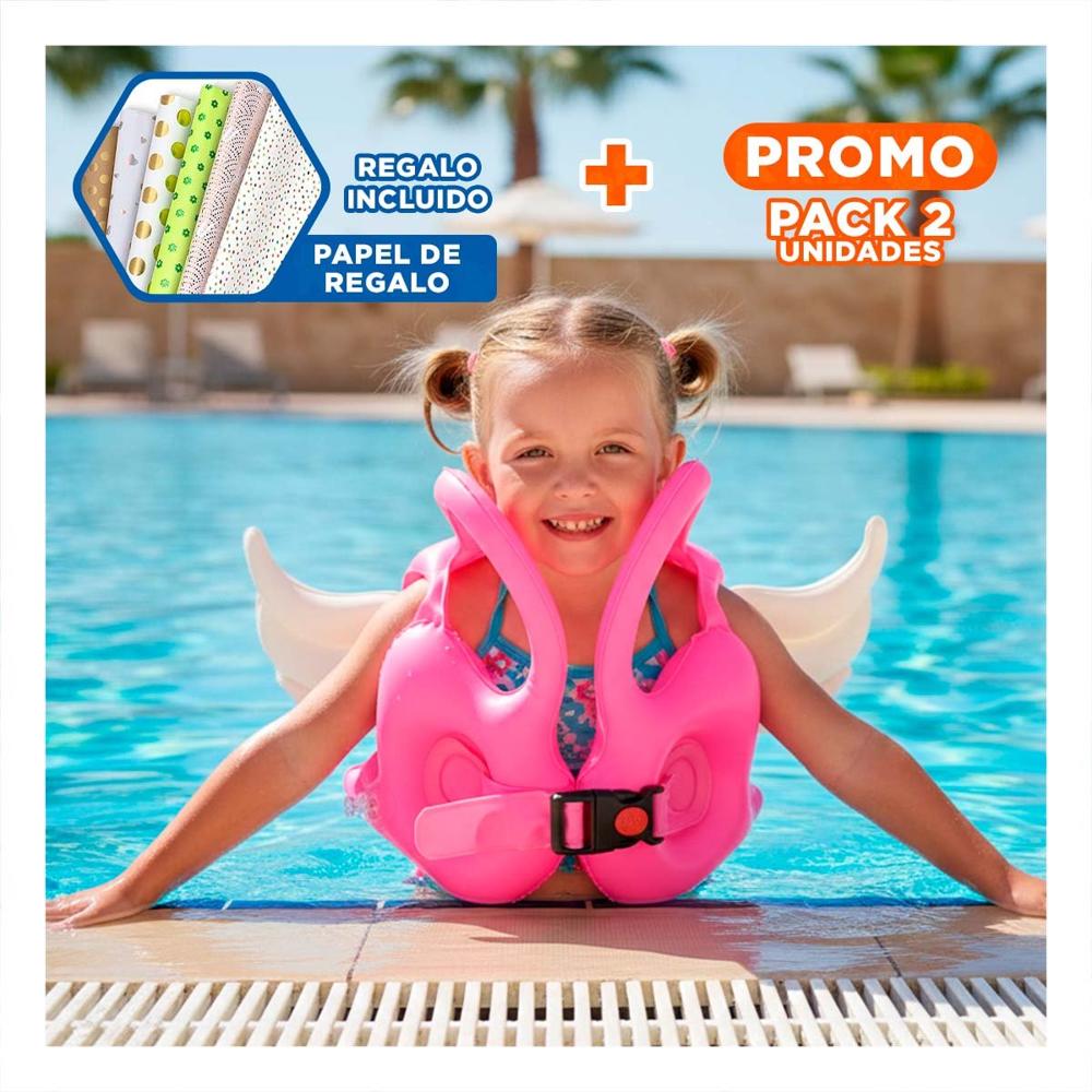 Pack2 Flotador con Alas Rosado Acuatico y Colorido para Piscina y Juegos Y+Papel Regalo Pack2 Flotador con Alas Rosado Acuatico y Colorido para Piscina y Juegos Y+Papel Regalo