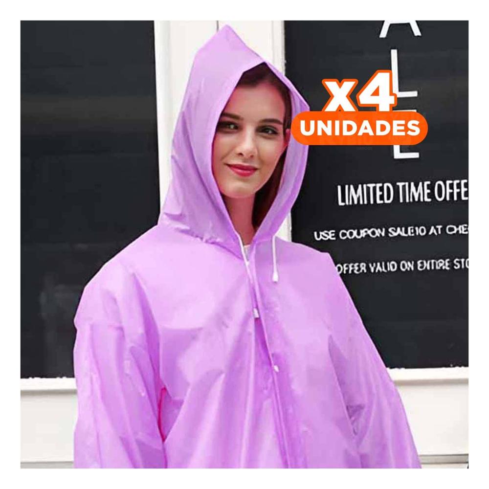 Pack4 Impermeable Unisex para Clima Cambiante con Diseno Morado Pack4 Impermeable Unisex para Clima Cambiante con Diseno Morado