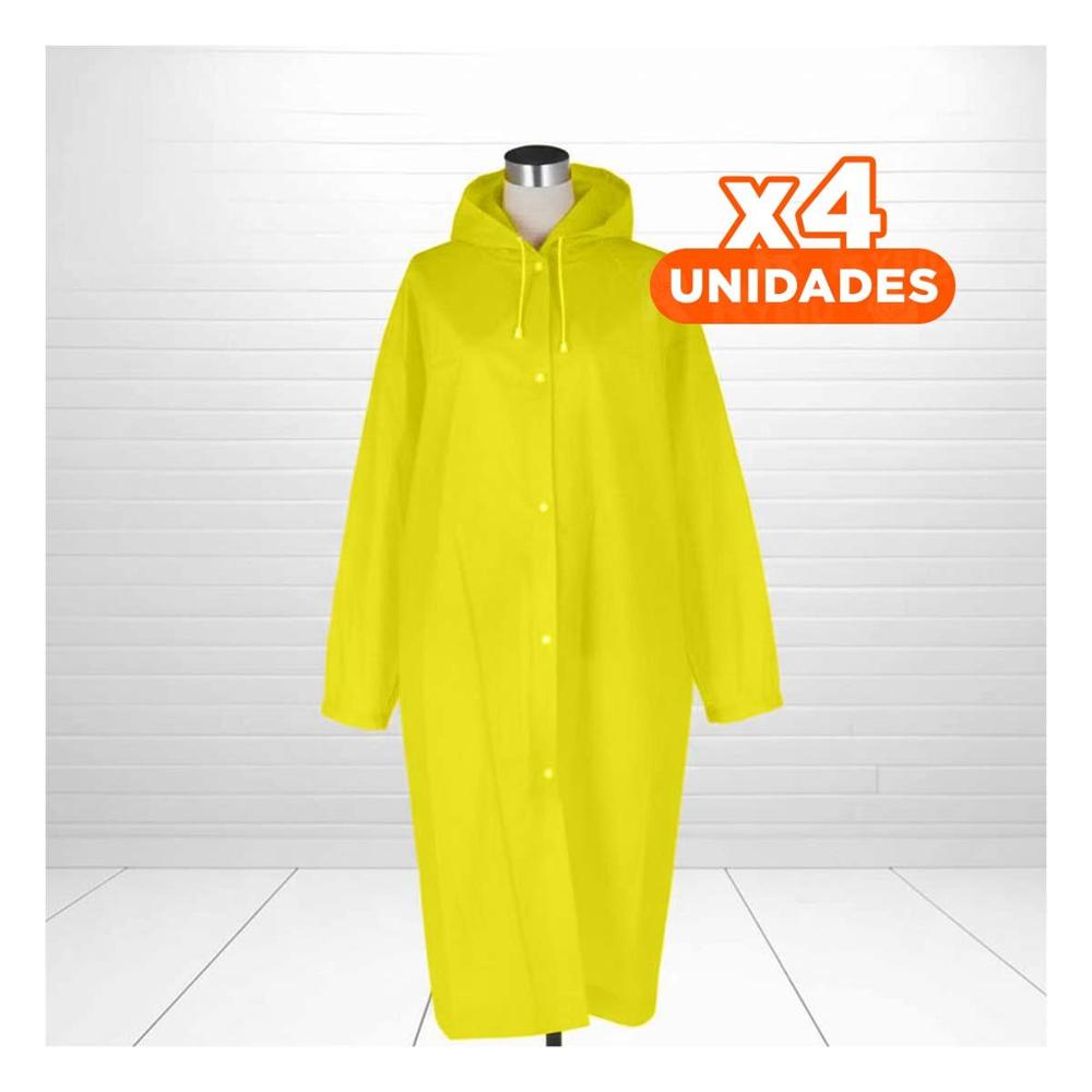 Pack4 Impermeable Unisex para Clima Cambiante con Diseno Amarillo Pack4 Impermeable Unisex para Clima Cambiante con Diseno Amarillo
