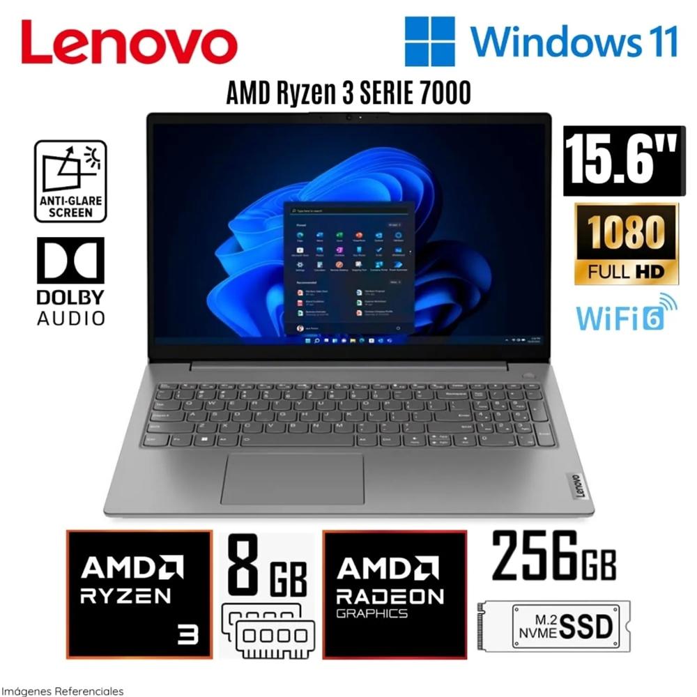 Laptop Lenovo 15.6 Ryzen 3 Serie 7000  8GB RAM 256GB SSD Full HD Windows 11