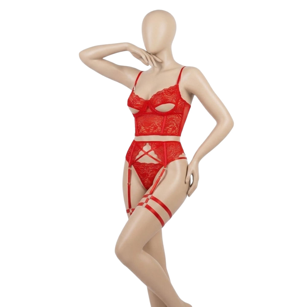 CONJUNTO LENCERIA BUSTIER DE ENCAJE ALONDRA