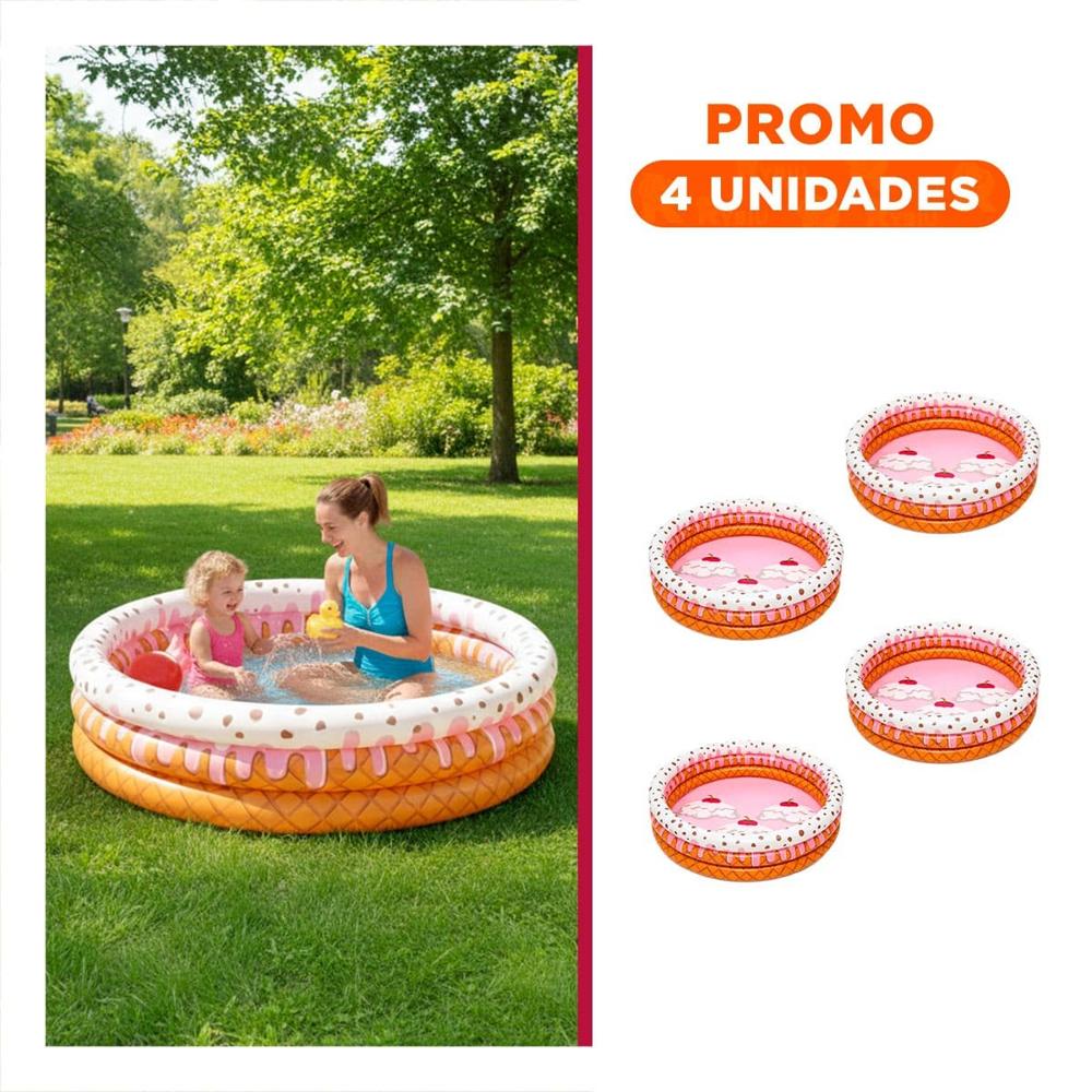 Pack4 Pileta Inflable Decorativa con Diseno Helado para Patio y Jardin Y+Regalo Sticker Pack4 Pileta Inflable Decorativa con Diseno Helado para Patio y Jardin Y+Regalo Sticker