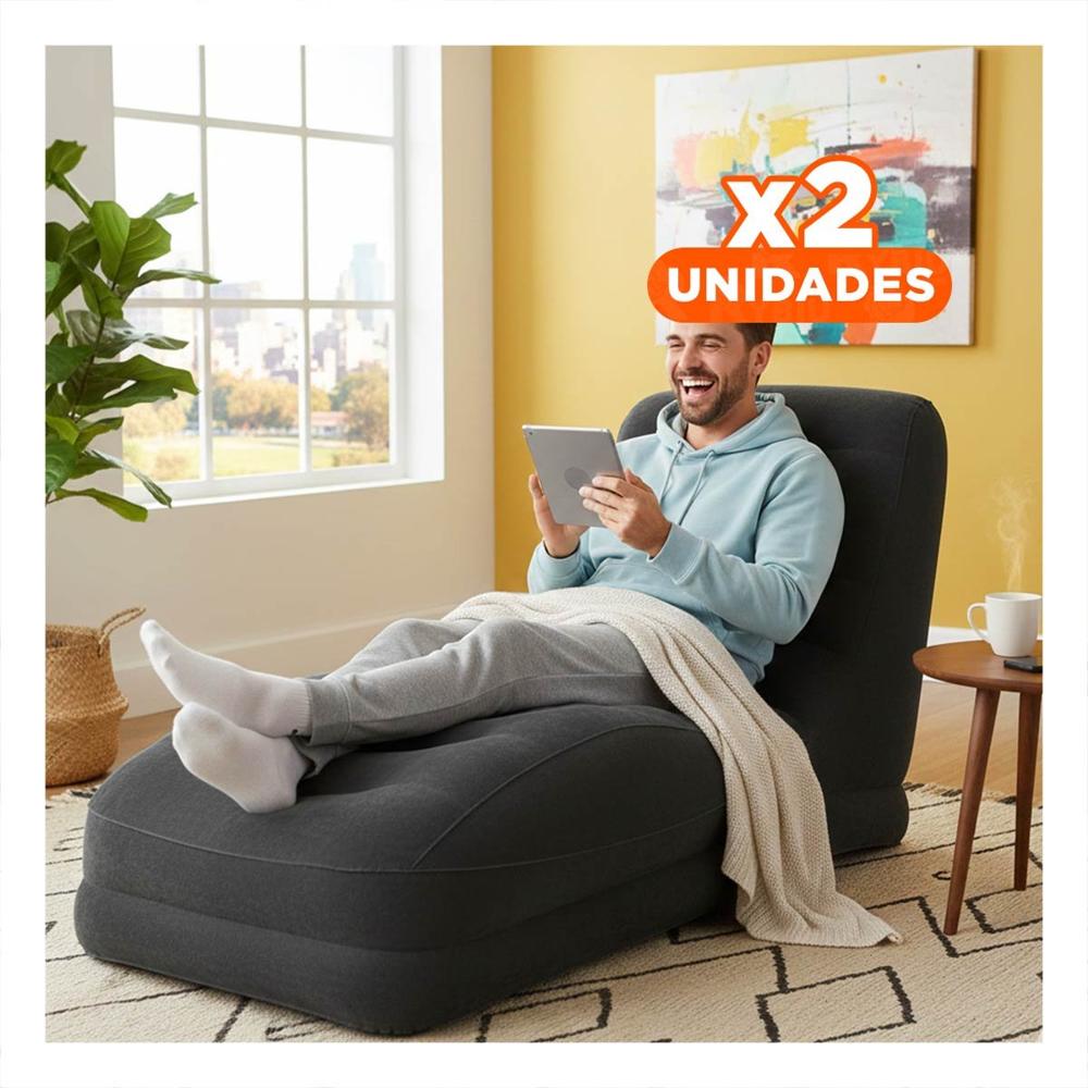 Pack2 Asiento Inflable Negro para Hogar Suave y Comodo para Sentarse Y+Regalo Sticker Pack2 Asiento Inflable Negro para Hogar Suave y Comodo para Sentarse Y+Regalo Sticker