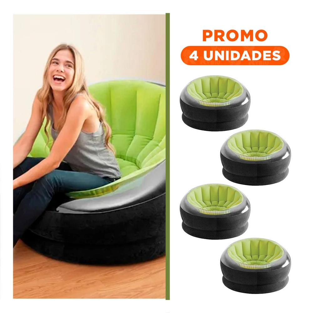 Pack4 Sofa Inflable para Casa Verde Uso Diario Y+Regalo Sticker Pack4 Sofa Inflable para Casa Verde Uso Diario Y+Regalo Sticker