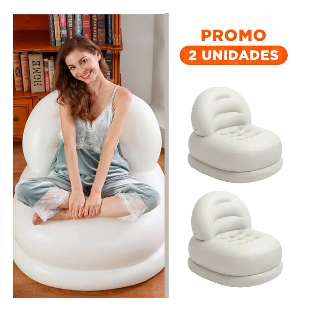 Pack2 Sofa Inflable Blanco para Casa Espacioso y Comodo para Descanso Pack2 Sofa Inflable Blanco para Casa Espacioso y Comodo para Descanso