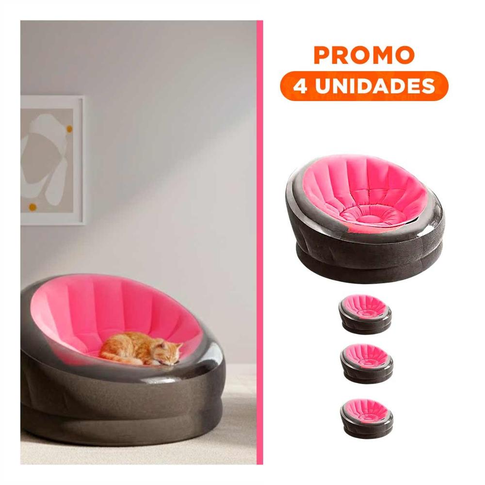 Pack4 Sofa Inflable Rosado para Hogar con Superficie Comoda y Estable Y+Regalo Sticker Pack4 Sofa Inflable Rosado para Hogar con Superficie Comoda y Estable Y+Regalo Sticker