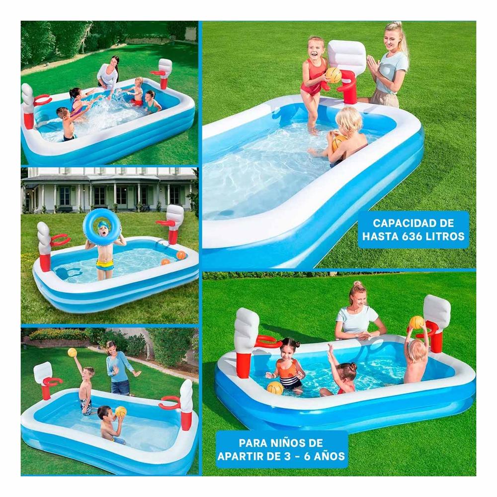 Inflable Cancha Resistente de Baloncesto para Piscina con Aro y Pelota ...