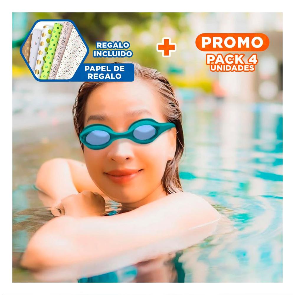 Pack4 Gafa Natacion Celeste Claro y Correa Ajustable Y+Papel Regalo