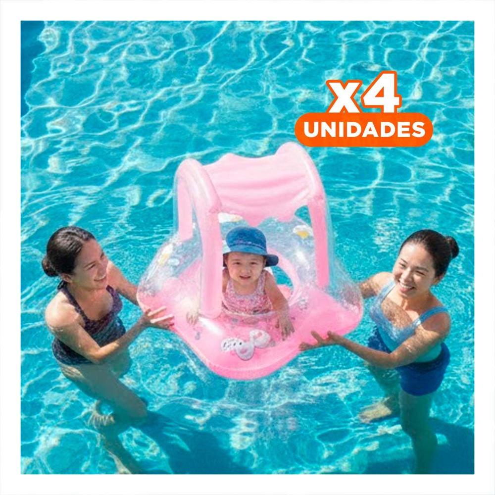 Pack4 Dispositivo Bebe con techo rosado para piscina hogar seguro comodo verano