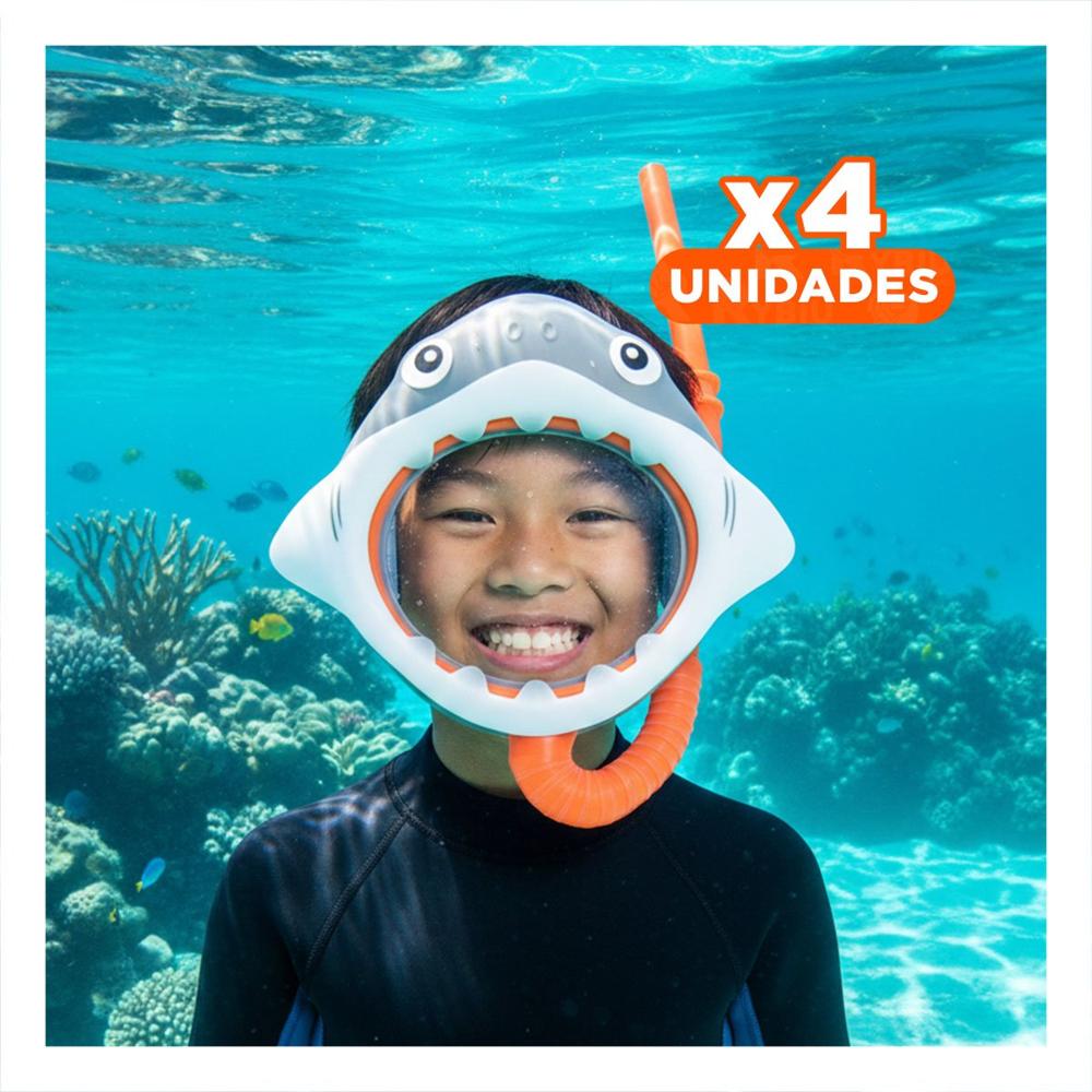 Pack4 Set Infantil 2 Pcs Tiburon para Juegos en Piscina y Playa Y+Regalo Sticker