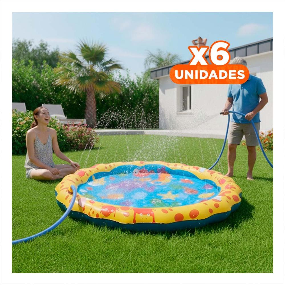 Pack6 Articulo Inflable Marino Amarillo y Celeste Casa Y+Regalo Sticker