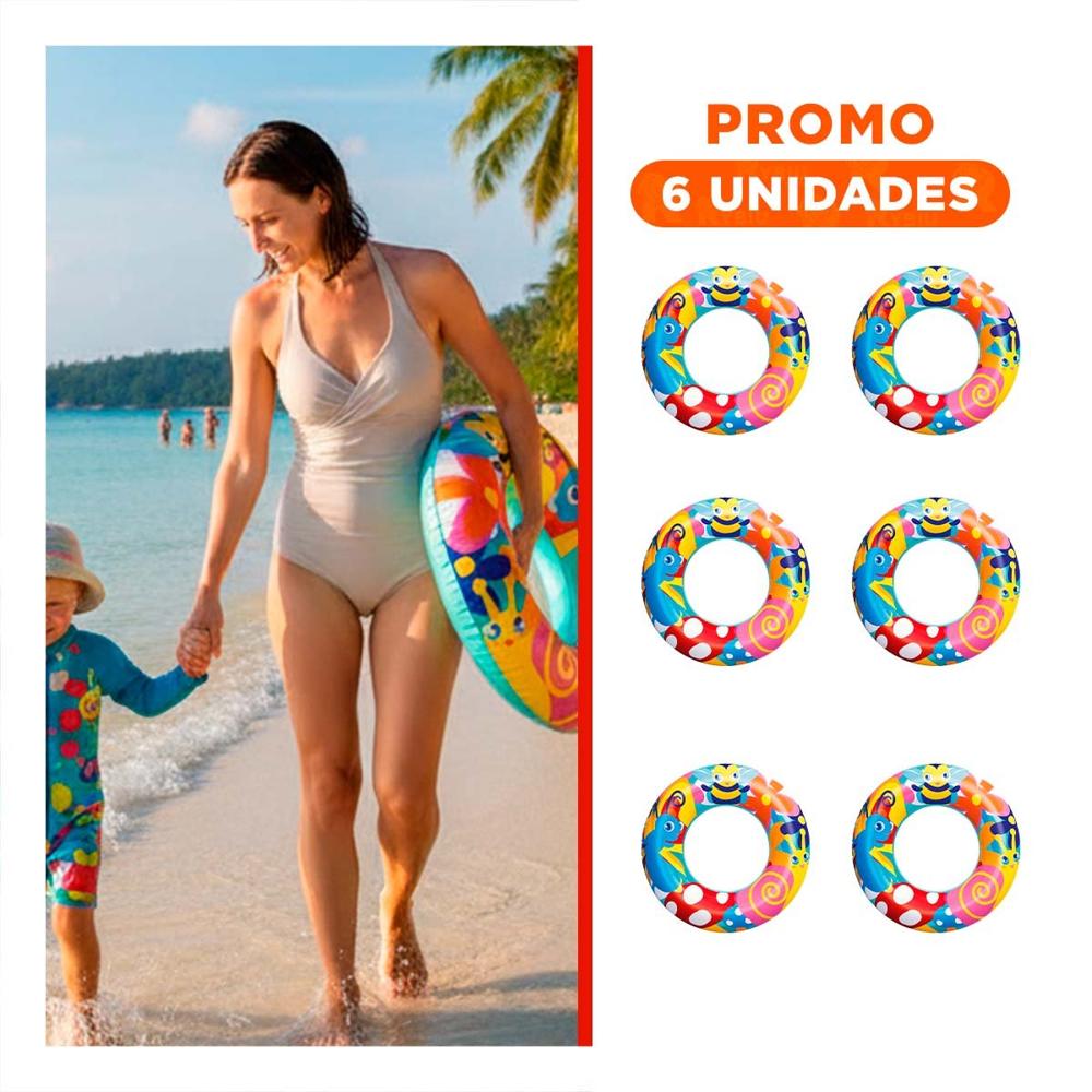 Pack6 Complemento Caracol Multicolor para Piscina Hogar Diversion y Relax Verano