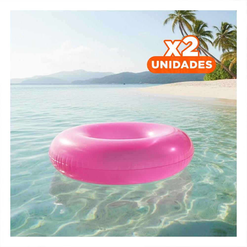 Pack2 Producto Transparente Rosado Flotante Inflable para Piscina Hogar Casa Y+Regalo Sticker