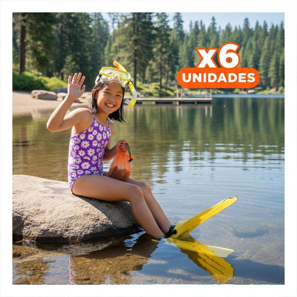 Pack6 Equipo 3 de Buceo Amarillo para Uso en Piscina Y+Papel Regalo