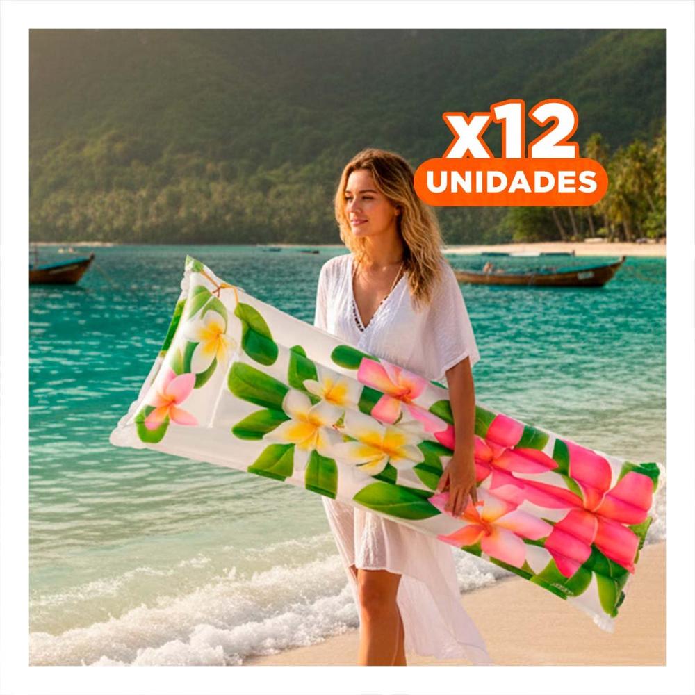 Pack12 Base Inflable Hogar Decoracion Casa Festivo Rosado Verde Flores Hojas