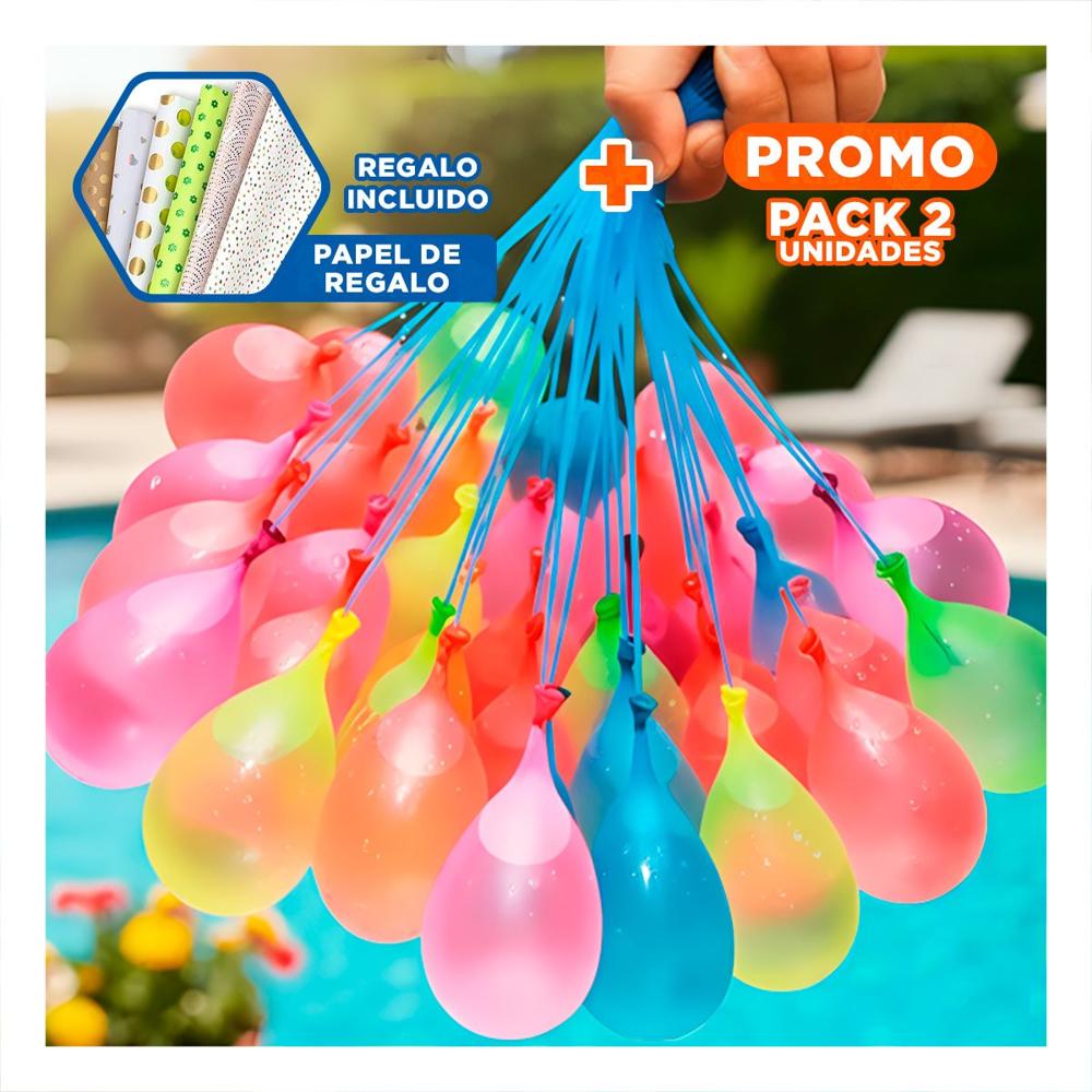 Pack2 Bombas de Agua con Llenado Rapido para Diversion Familiar en Casa y Hogar Y+Papel Regalo