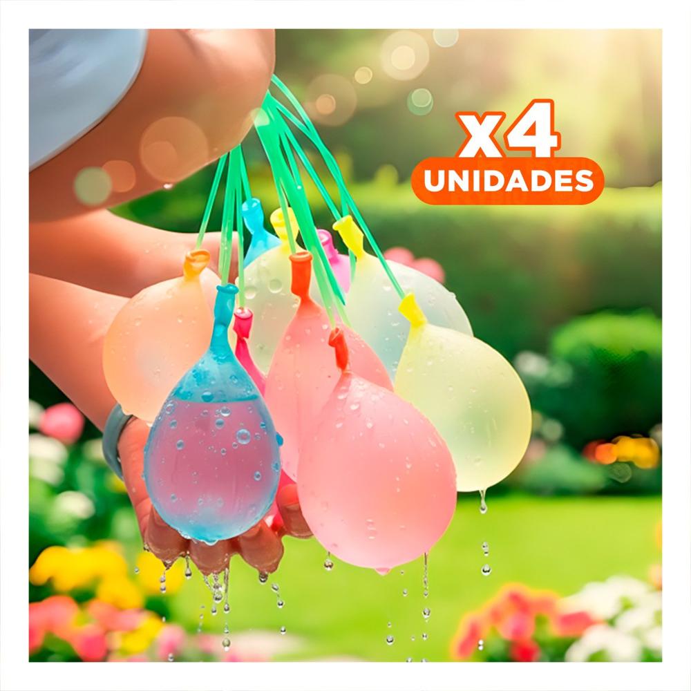 Pack4 Pelotas de Agua con Llenado Rapido para Diversion de Verano en Casa Hogar